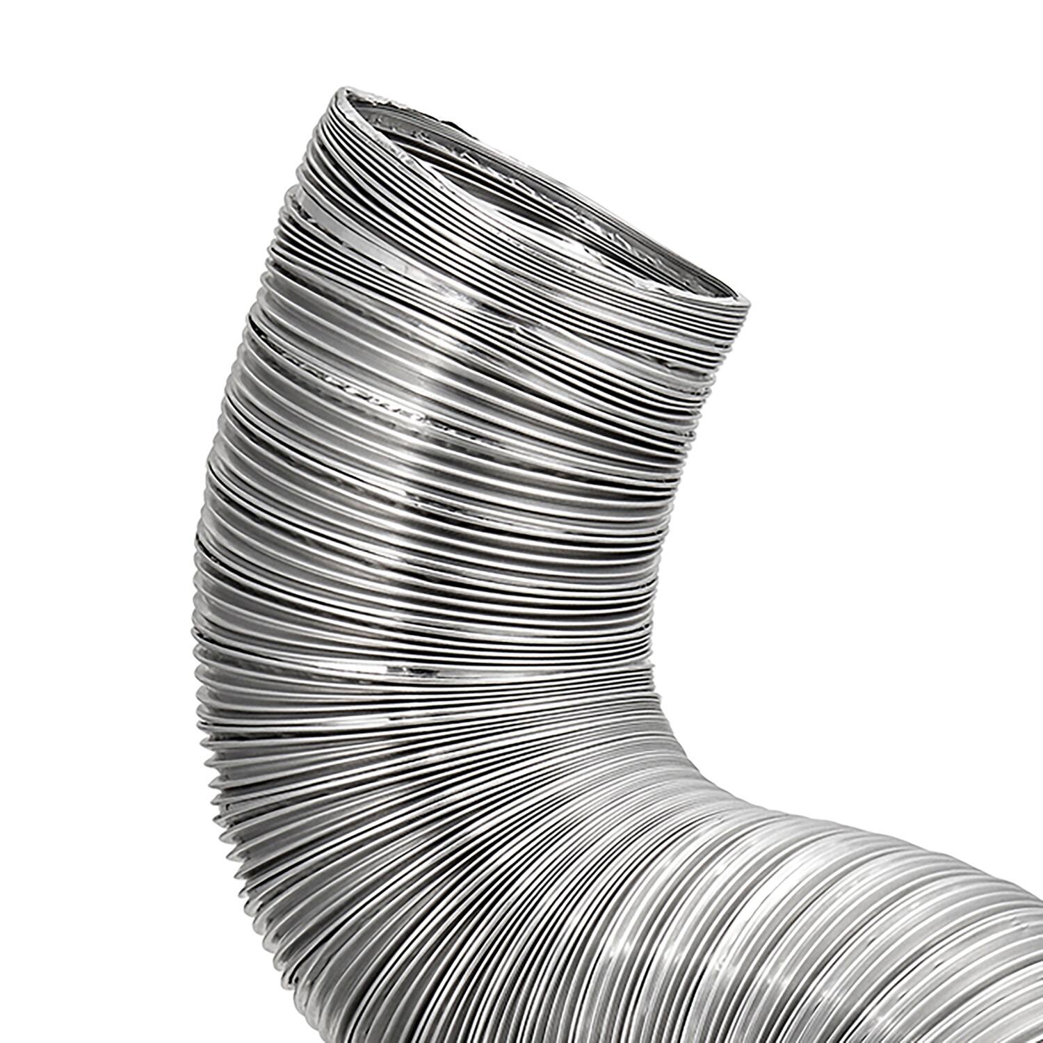 Left. Lambro - 8-Ft Flexible Aluminum Semi-Rigid Double-Lock Air Duct 8" Diameter.