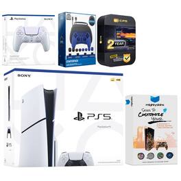 Playstation 5 Slim Disc with Extra Controller, Gamer Starter Kit and MightySkins Decal Voucher + 2 - PlayStation 5