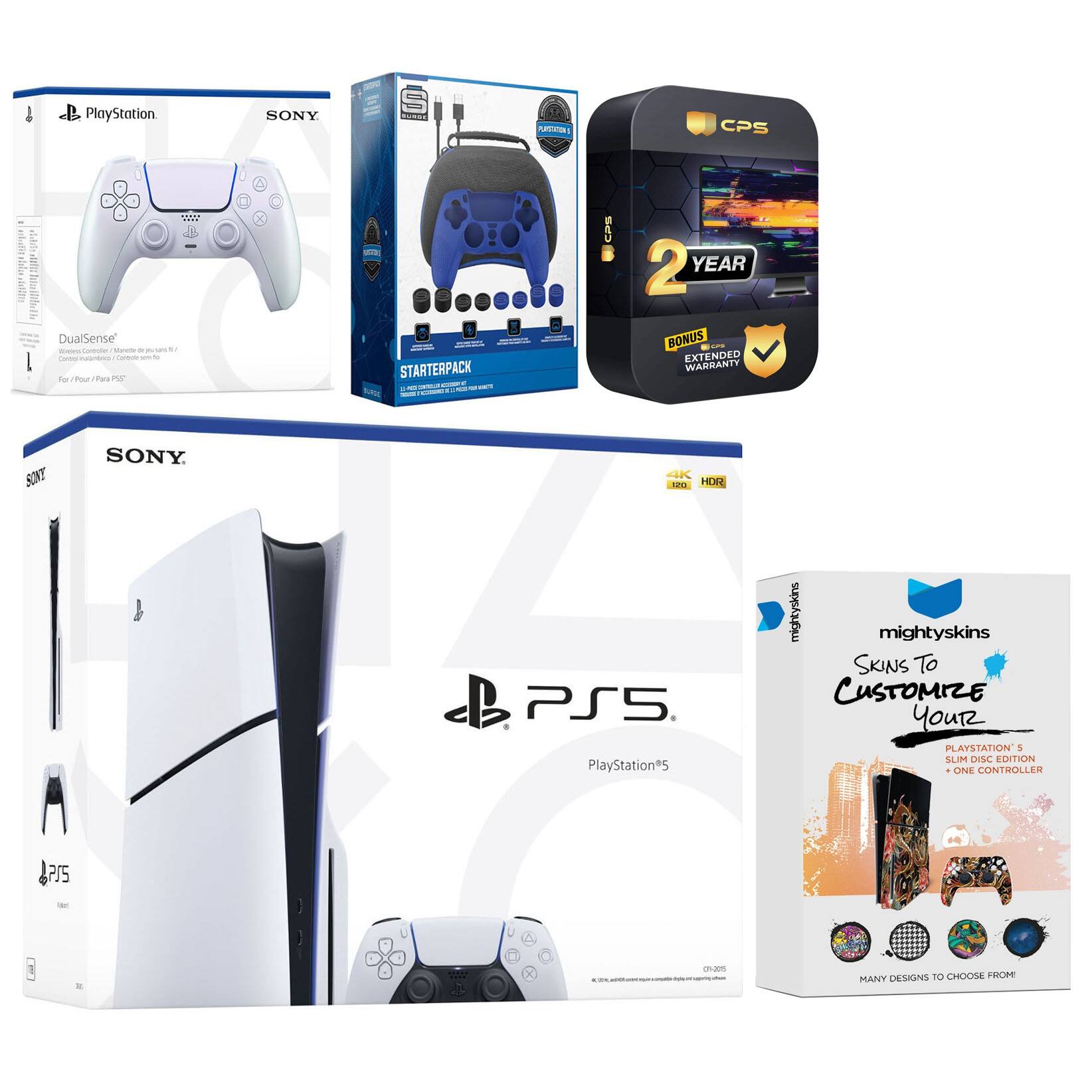 - PlayStation SONY DualSense Wireless Controller
- PlayStation SONY Starter Pack
- 2 YEAR BONUS EXTENDED WARRANTY
- PlayStation SONY Slim Disc Edition
- mightyskins Skins to Customize Your PlayStation Slim Disc Edition + One Controller
- MANY DESIGNS TO CHOOSE FROM