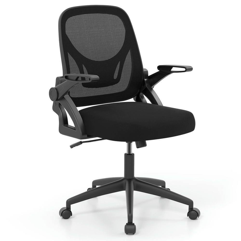 Back. Kadyn - Ergonomic Computer Desk Chair - Lumbar Support, Flip-up Arms, Black - Black.
