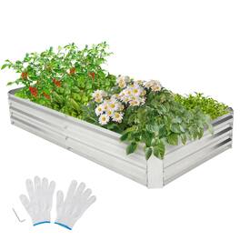 Gymax - 6 x 3 x 1FT Galvanized Raised Garden Bed Heavy-Duty Elevated Rectangle Plant Box - Silver