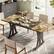 Front. Bestier - 70" Farmhouse Dining Table, Fits 6-8, Multi-Color for Retro/Modern, Kitchen, Party Desk - Brown.