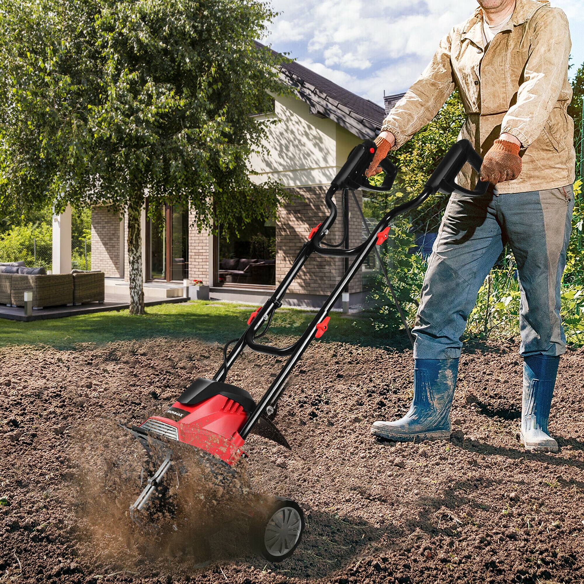 Alt View 2. Costway - Costway 14-Inch 10 Amp Corded Electric Tiller and Cultivator 9" Tilling Depth - Red,Black.