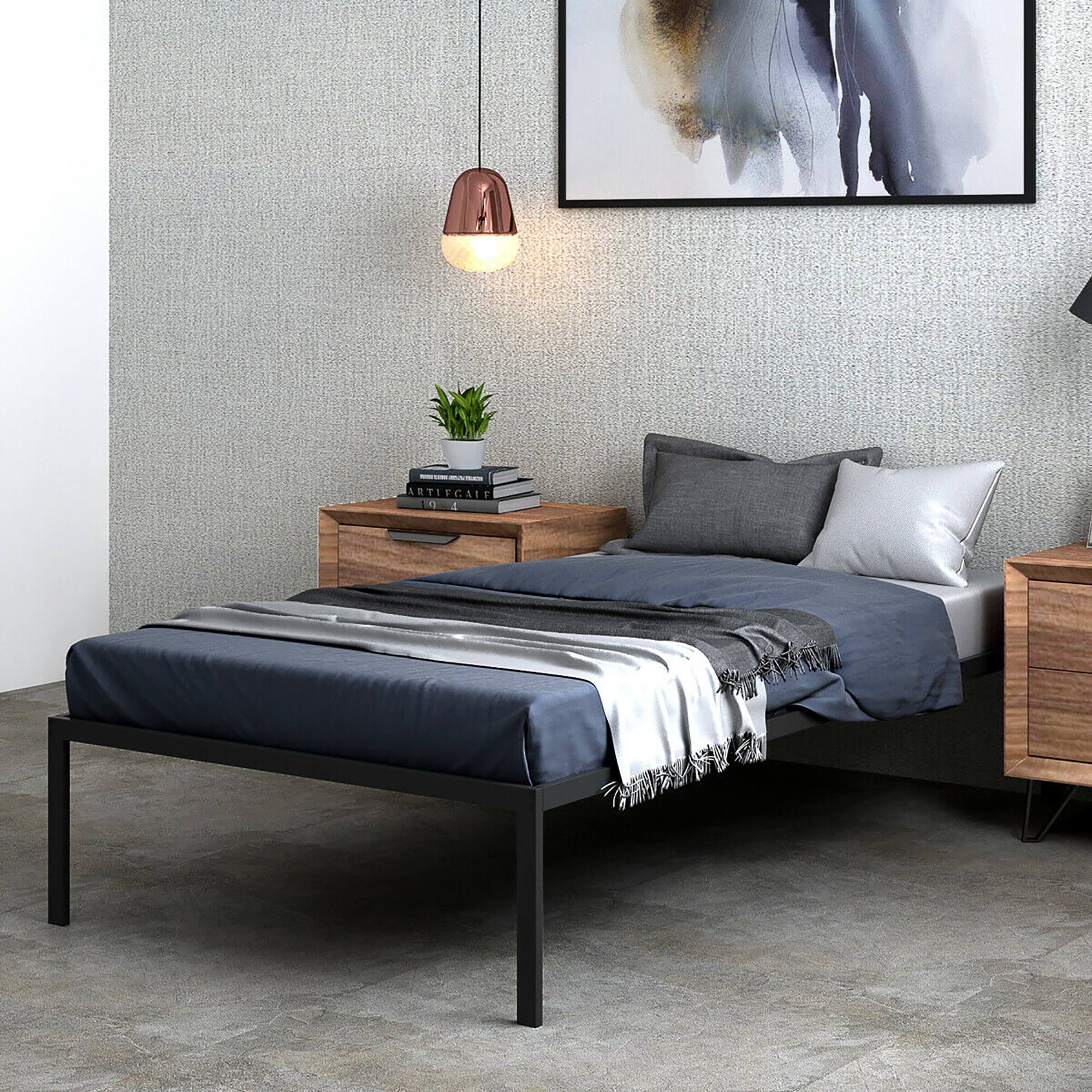 Alt View 1. Costway - Costway 14 Inch Heavy Duty Metal Platform Bed Frame Steel Slat Mattress Foundation - Black.