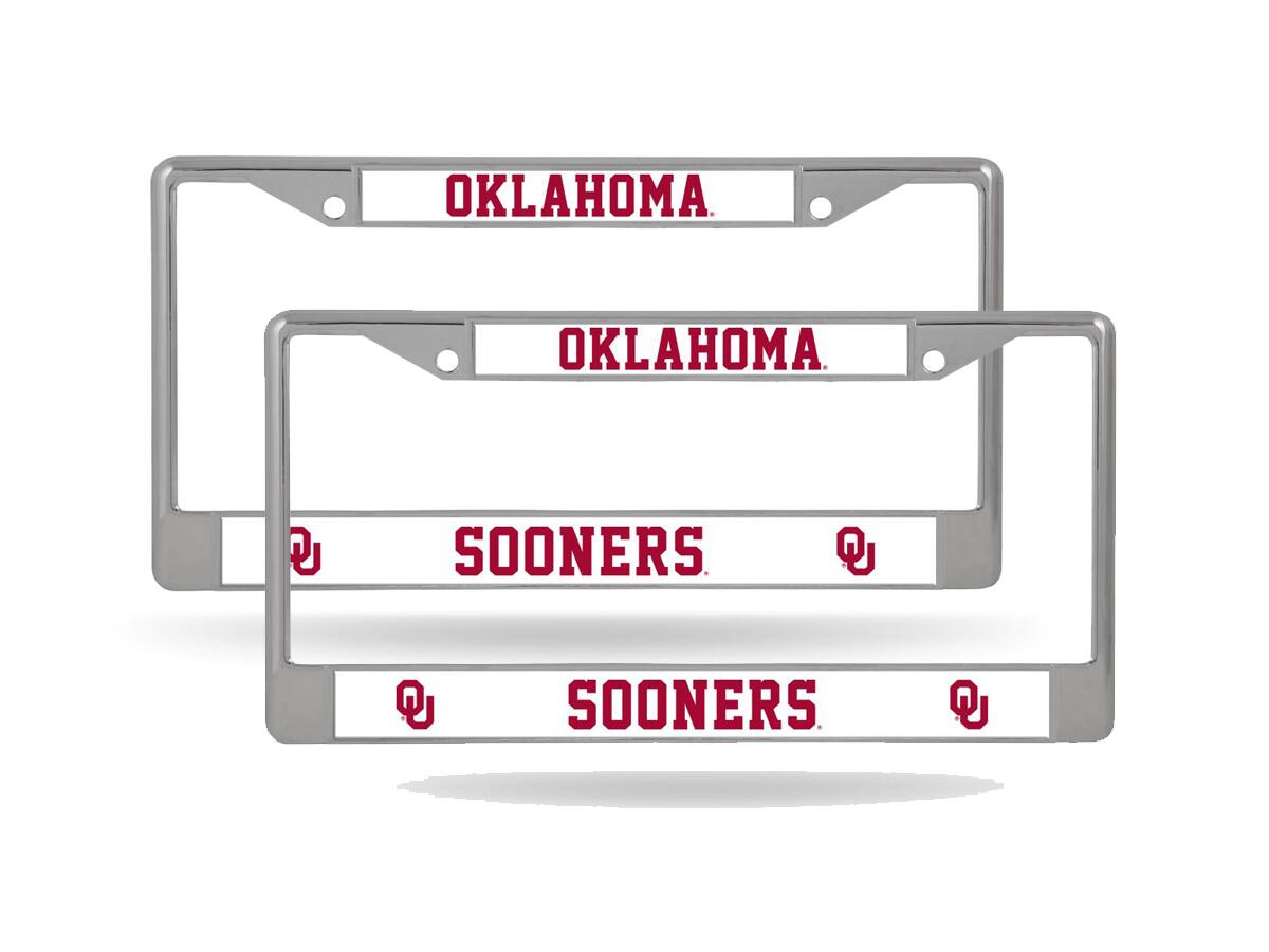 Oklahoma Sooners (Set of 2) Chrome Metal License Plate Frames