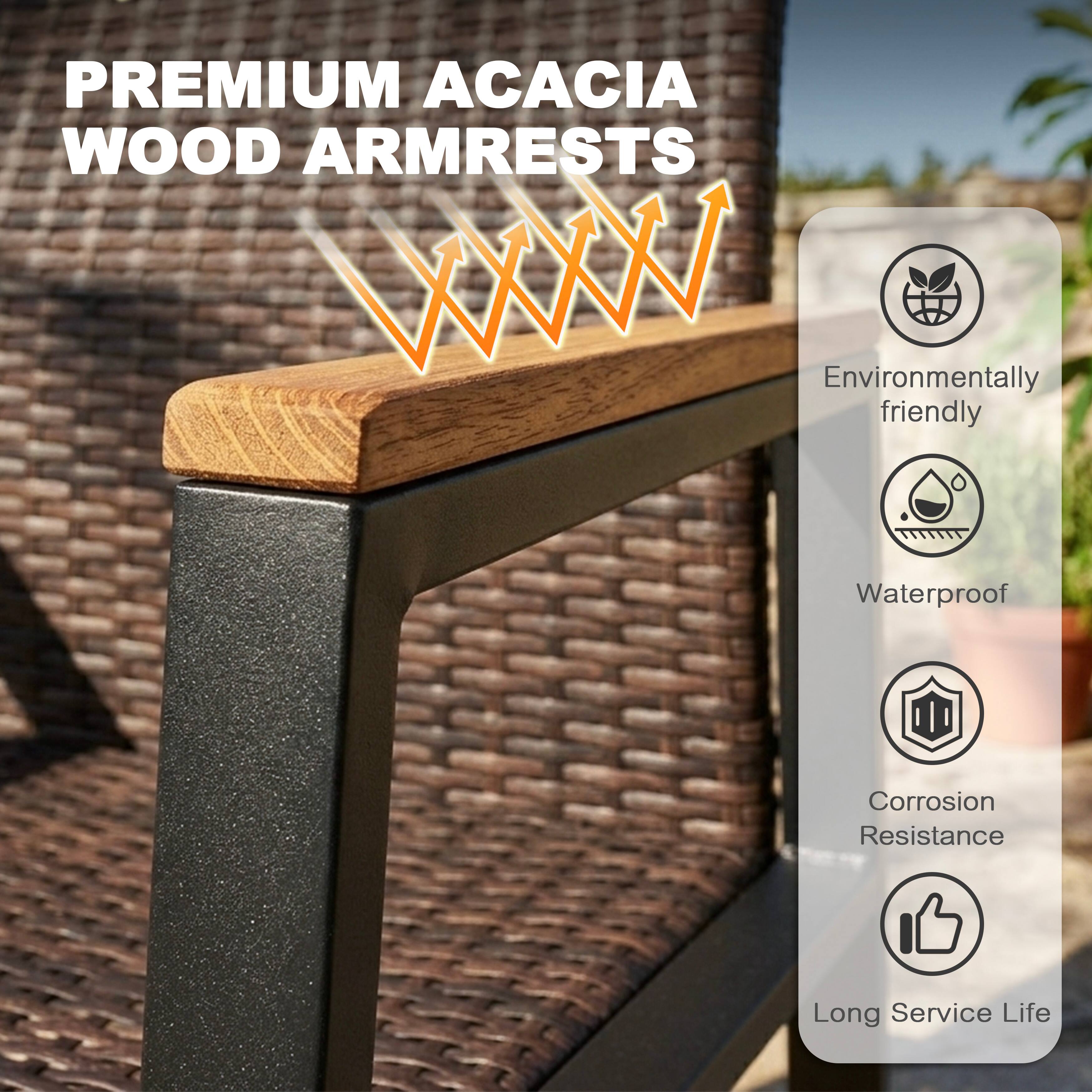 PREMIUM ACACIA WOOD ARMRESTS

- Environmentally friendly
- Waterproof
- Corrosion Resistance
- Long Service Life