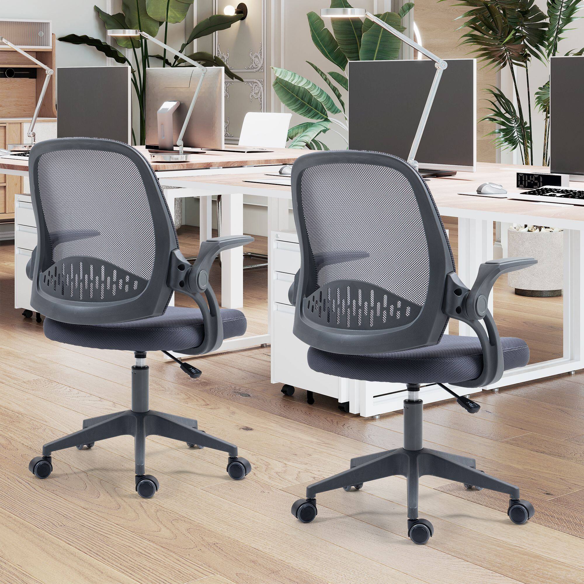 Alt View 3. Akoasm - Ergonomic Mesh Office Chair with Adjustable Lumbar Support, Breathable Backrest, Height Adjustable Swivel Chair-Gray - Gray.