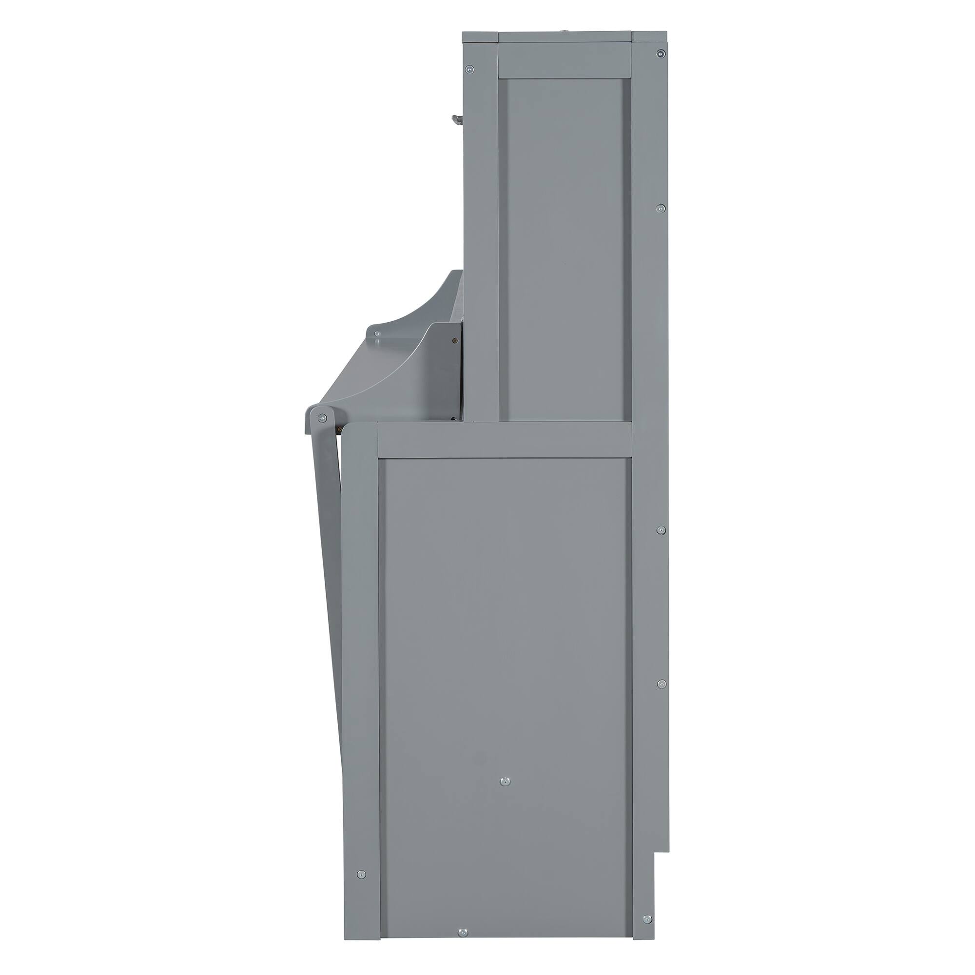 Alt View 9. Tiramisubest - Full Size Murphy Bed with Hydraulic Lift & Desk, Gray - Space-Saving, Sturdy & w/ Mattress Storage - Gray.