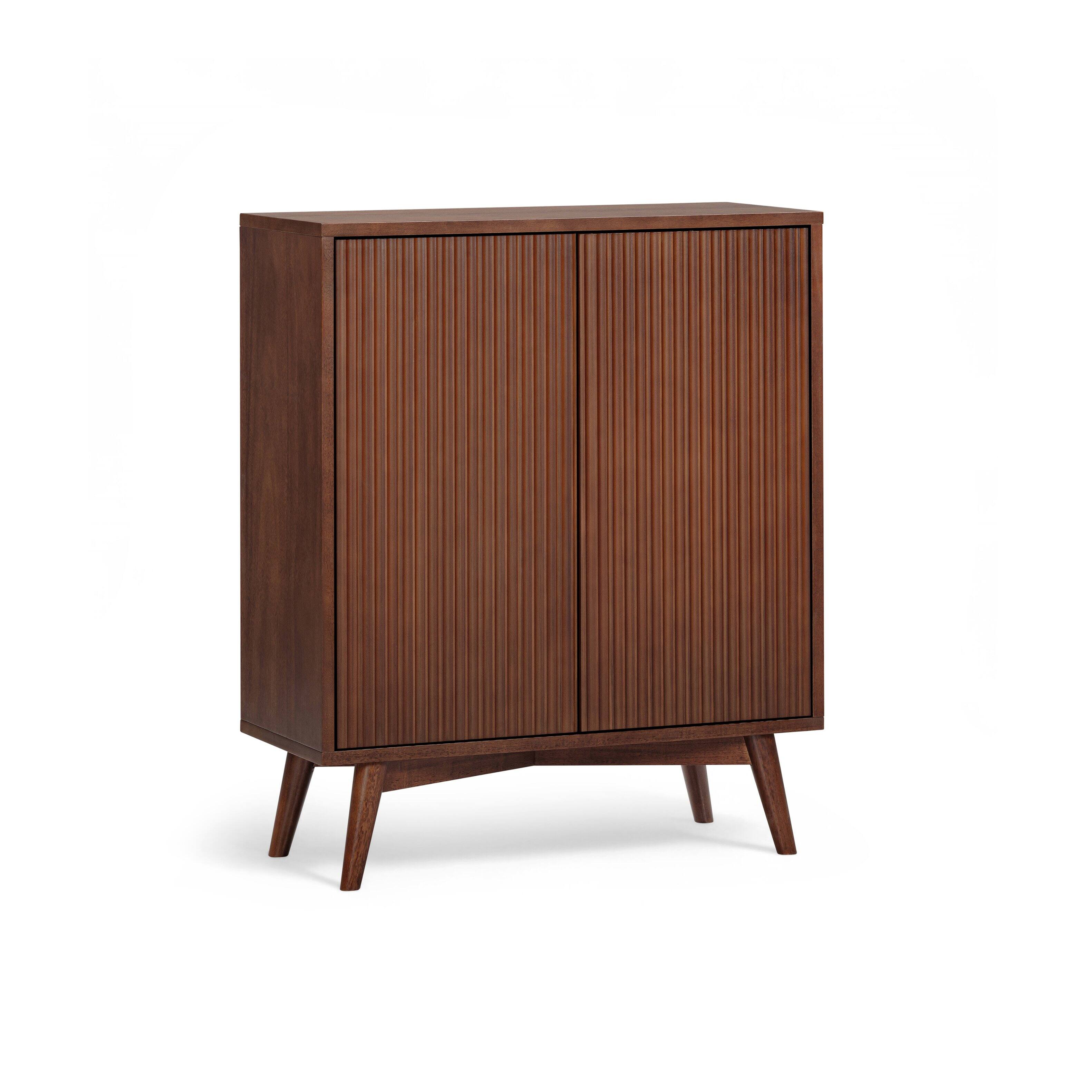 Front. Teamson Home - Tremolo Accent Cabinet with 2 Doors & Adjustable Shelves with Wood Fluted Fronts - Brown.