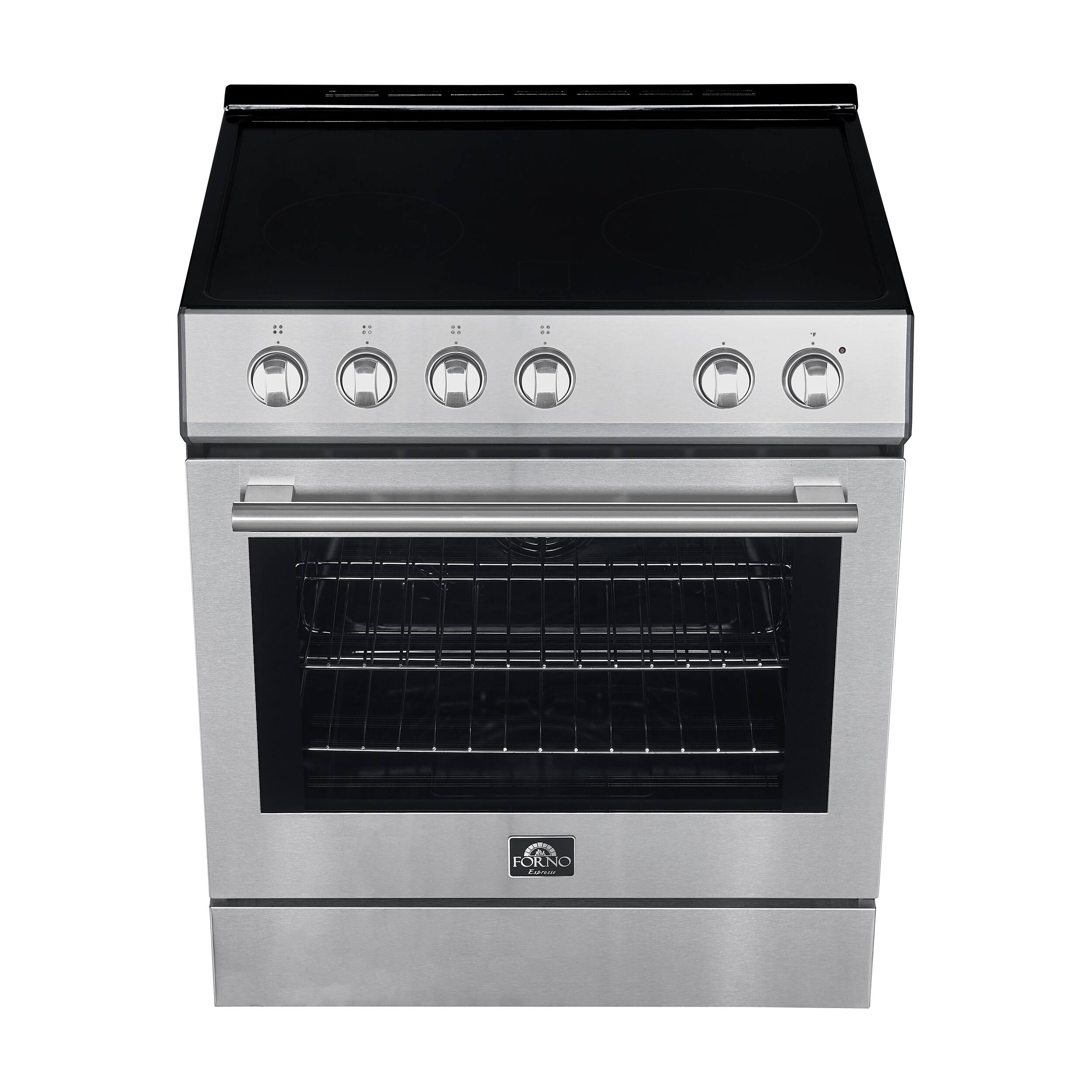 Alt View 1. Forno Appliances - Leonardo Espresso 5.0 cu. ft. Slide-In Oven Electric Convection Range in Stainless-Steel with Antique Brass Accents - Stainless steel.