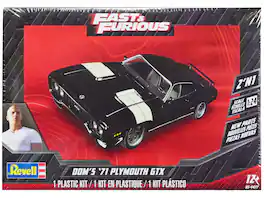 Level 4 Model Kit Dom's 1971 Plymouth GTX "Fast & Furious" 1/24 Scale Model by Revell - Black