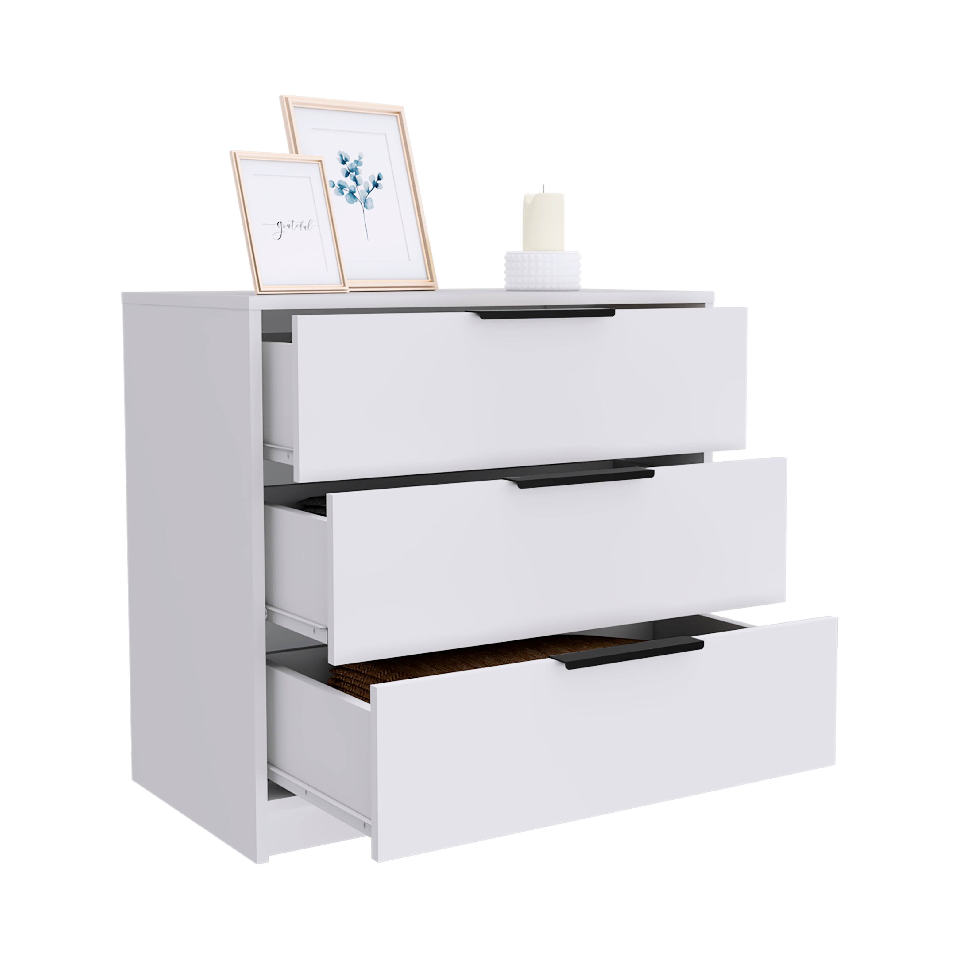 Alt View 4. TuHome - Kaia 3 Drawers Dresser, Superior Top - White.