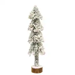 BreeBe - Lg Flocked Skinny Tree - White, Gree