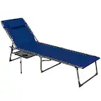 Front. Outsunny - Folding Chaise Lounge Chair Outdoor Tanning Chair with Side Table, 5-Level Adjustable Beach Lounge Chair - Gray.