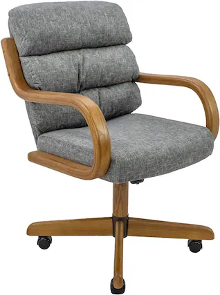 Front. Chromcraft - Swivel-Tilt Caster Casual Dining Chair in ASH with Chestnut - Gray.