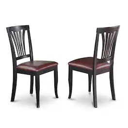 East West Furniture - Avon Chair for dining room With Faux Leather Seat - Black Finish - Black & Cherry