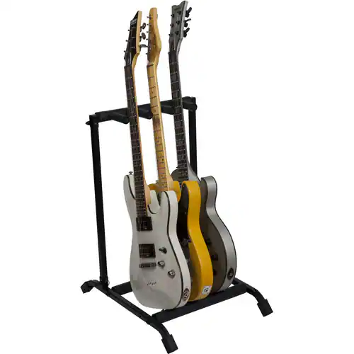 Back. Gator - Rok-It Collapsible, Folding Guitar Rack Designed to Hold 3x Electric or Acoustic Guitars, with Foam Padded Support.