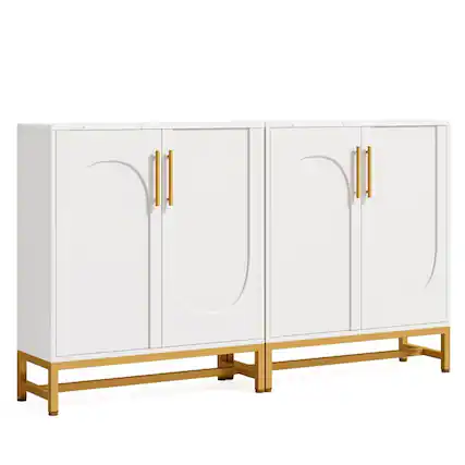 Front. Kadyn - Kadyn Sideboard Buffet Cabinet,Kitchen Storage Cabinet,Modern Storage Cabinet with Adjustable Shelves,White - White.