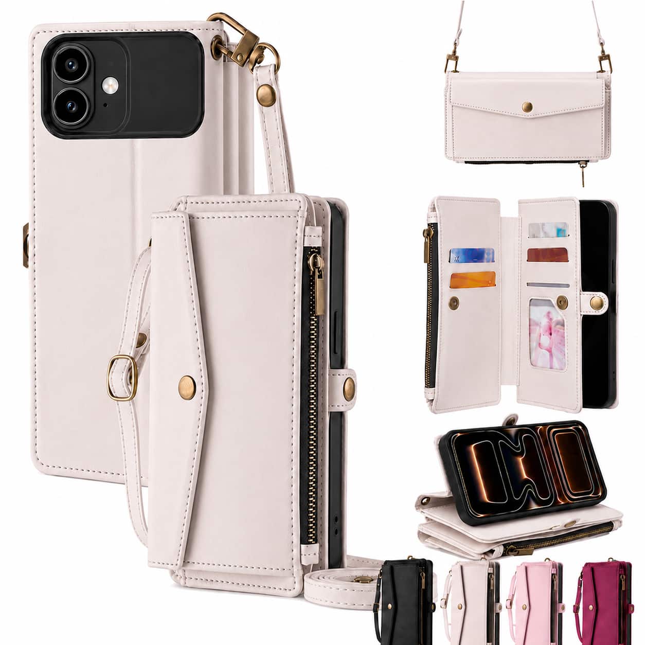 Topteng - Crossbody Wallet Case for iPhone 17/17 Air/17 Pro/17 Pro Max– Zipper Card Holder,Premium PU Leather&TPU,Hand-Free Desig - iPhone 17 White price history on PriceWatchPro