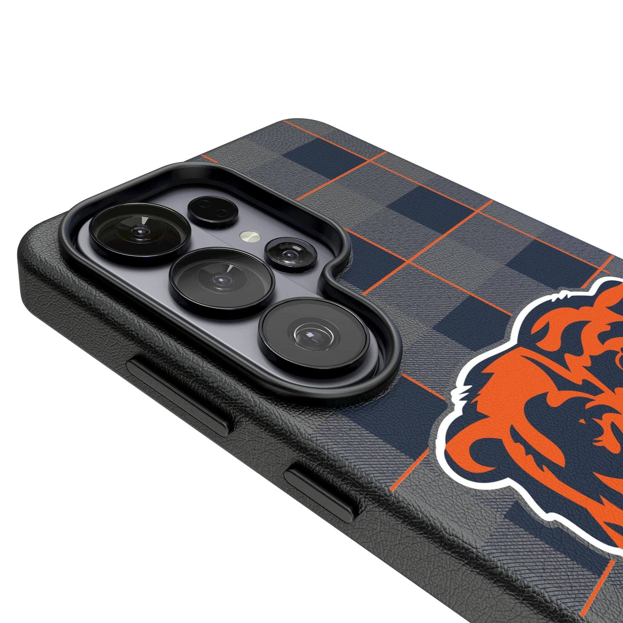 Alt View 2. Keyscaper - Chicago Bears Plaid Galaxy Magnetic Bump Case - S24 - Black.