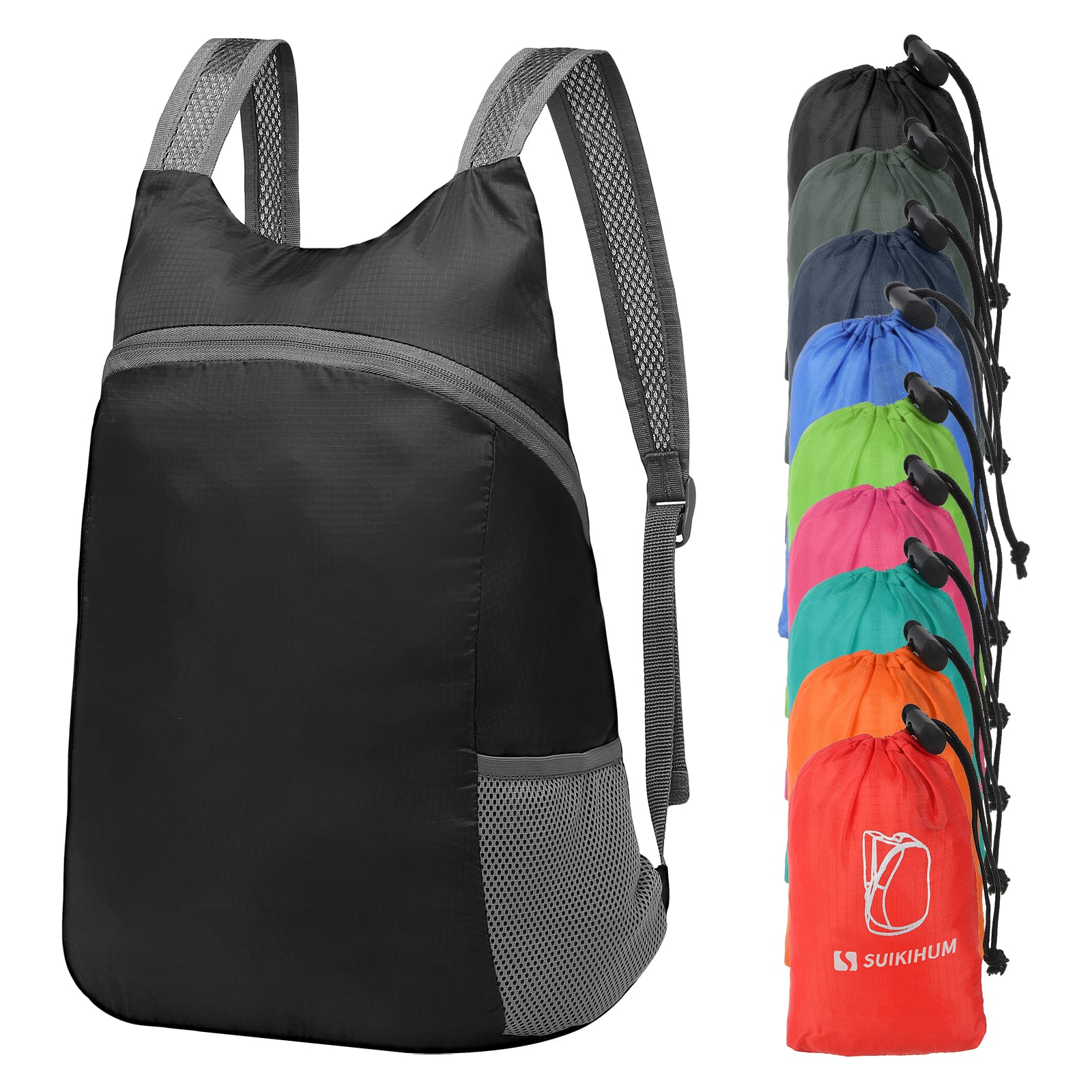 Unique Bargains - 20L Ultra Hiking-Daypack Lightweight Foldable Travel Packable Backpack for Camping Cycling Outdoor - Black
