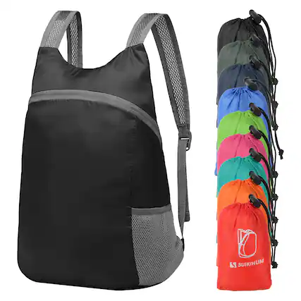 Front. Unique Bargains - 20L Ultra Hiking-Daypack Lightweight Foldable Travel Packable Backpack for Camping Cycling Outdoor - Black.