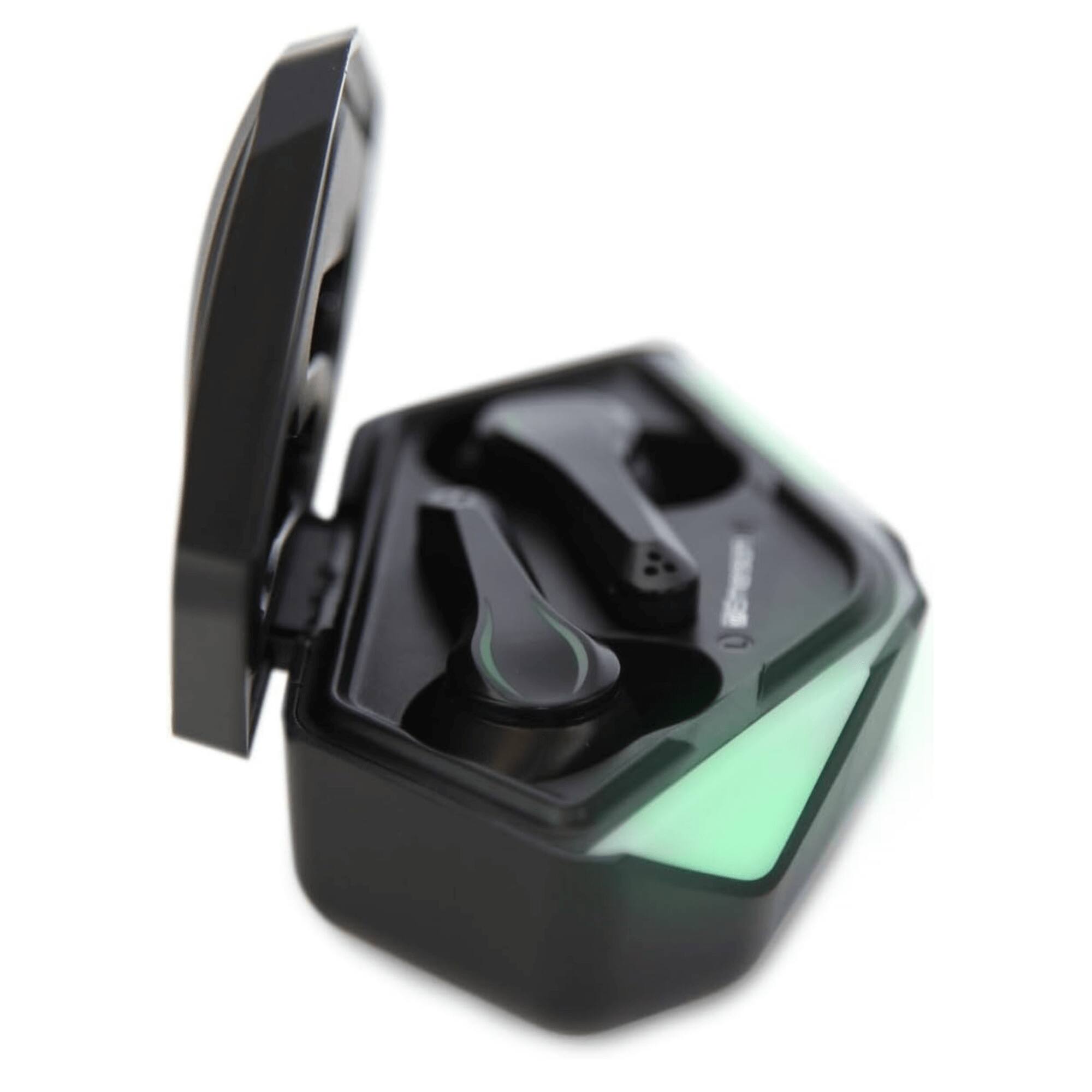 Angle. Emerson - Emerson Gaming True Wireless Bluetooth® Earbuds with Charging Case - Black.