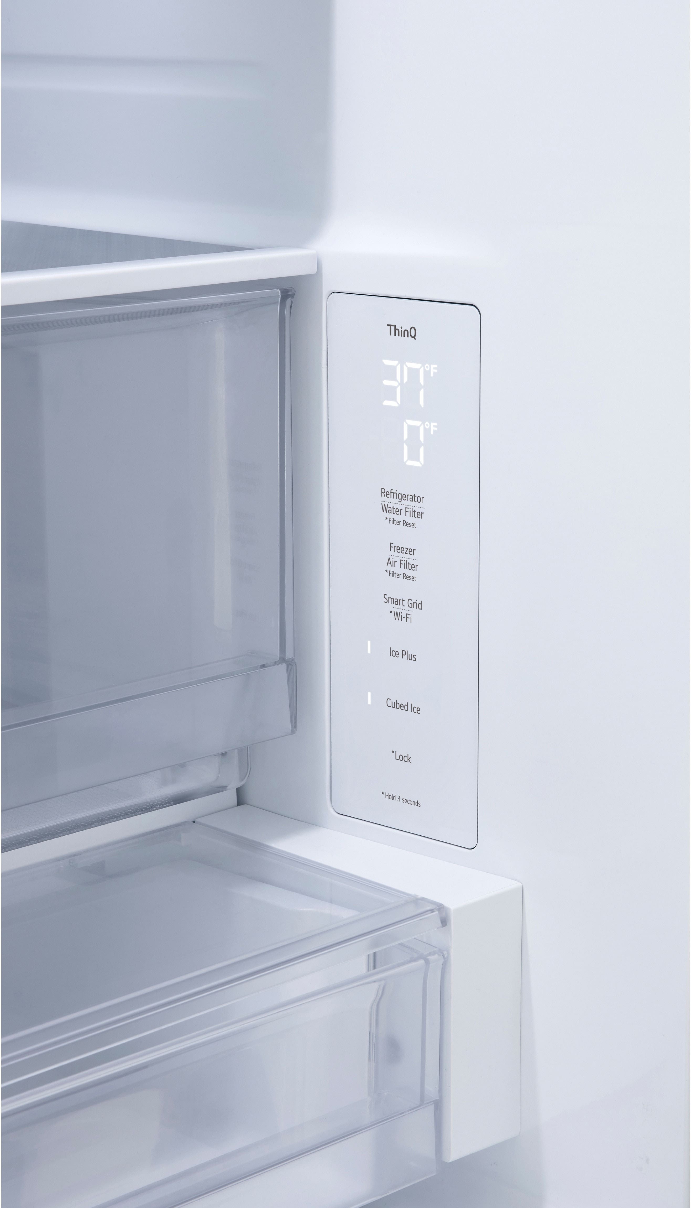 Refrigerator, Water Filter, Freezer, Air Filter, Smart Grid, Wi-Fi, Ice Plus, Cubed Ice, Lock
