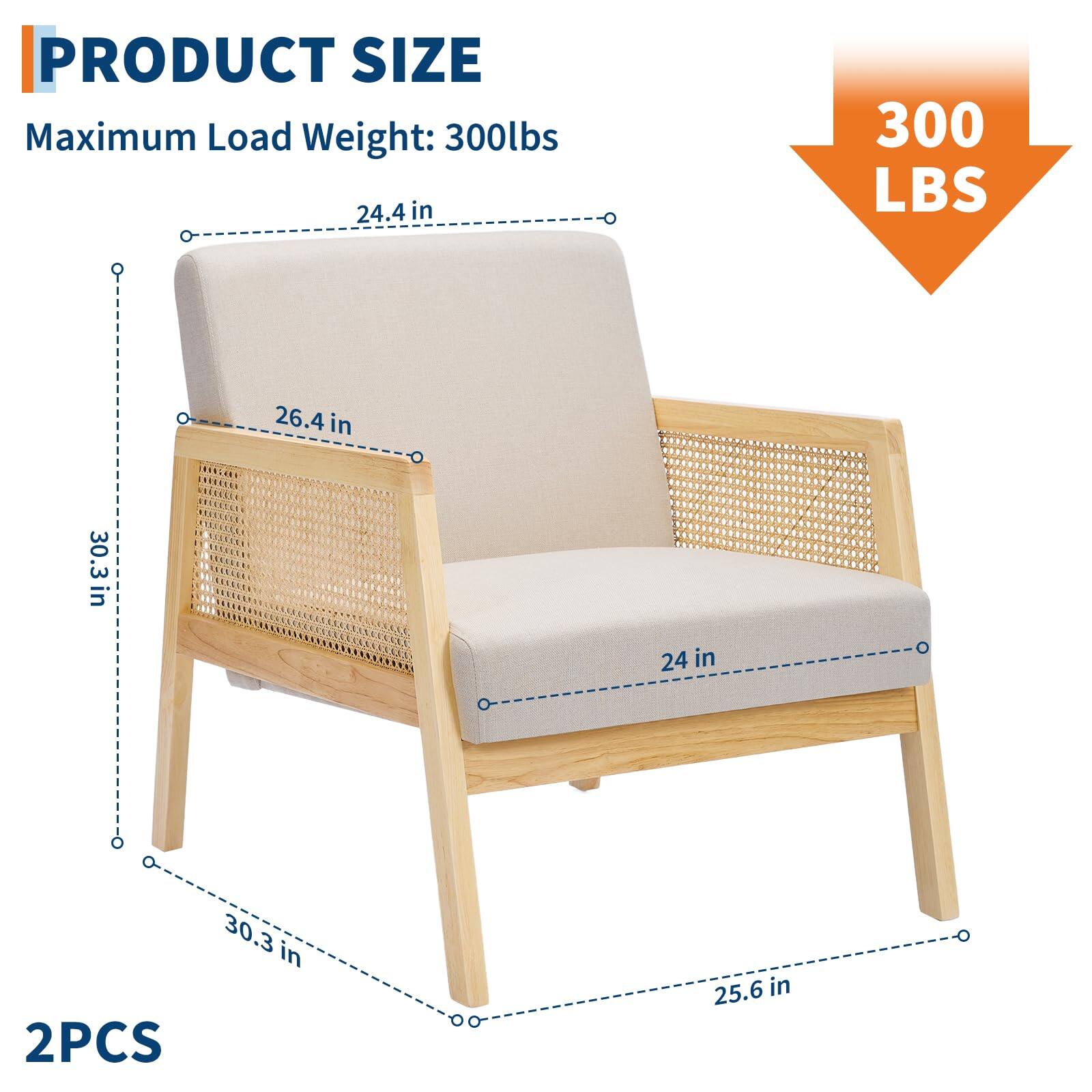 PRODUCT SIZE  
Maximum Load Weight: 300lbs  

24.4 in  
26.4 in  
24 in  
30.3 in  
25.6 in  

2PCS  

300 LBS