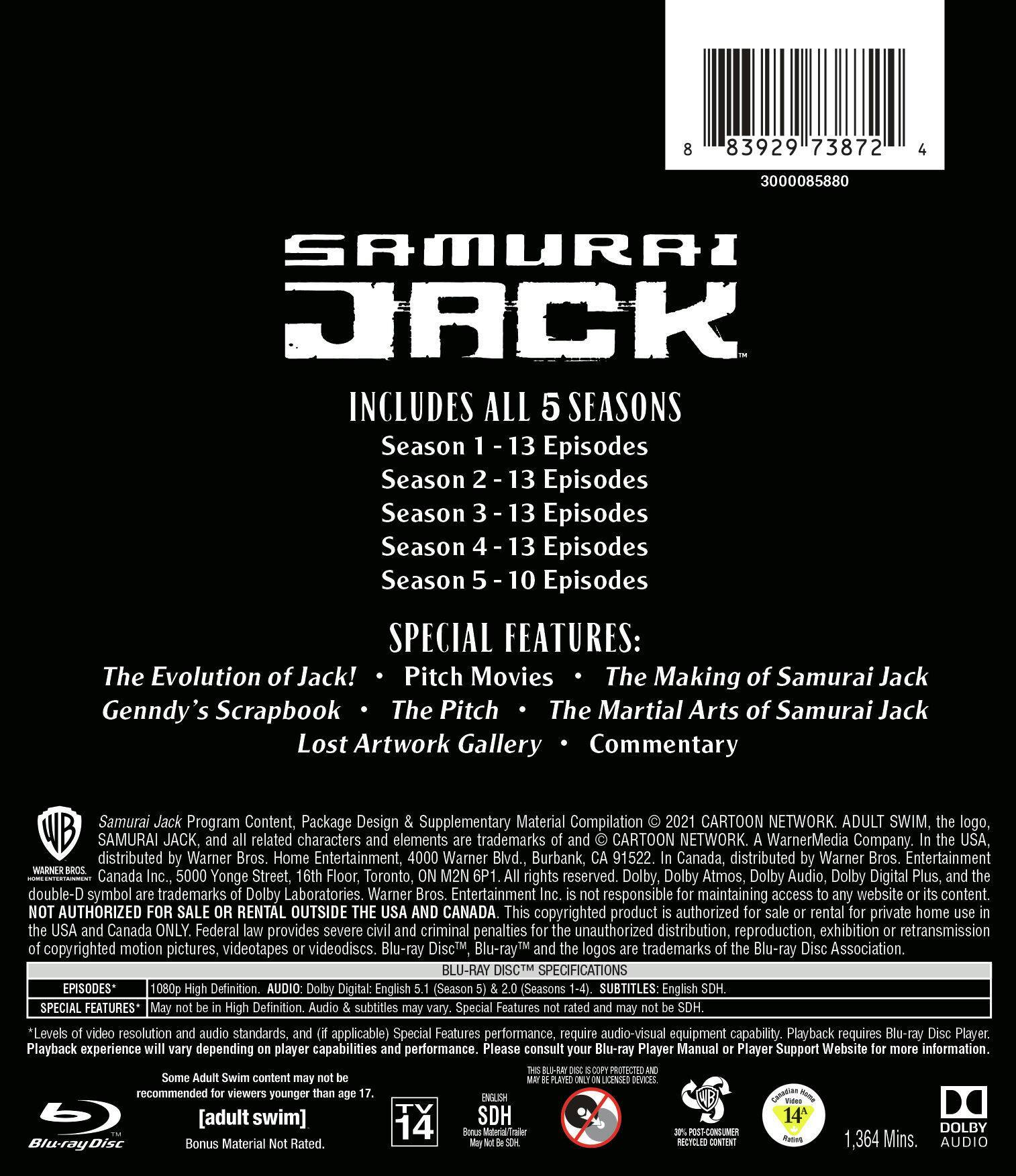 Back. Samurai Jack: The Complete Series (Box Set) [Blu-ray].