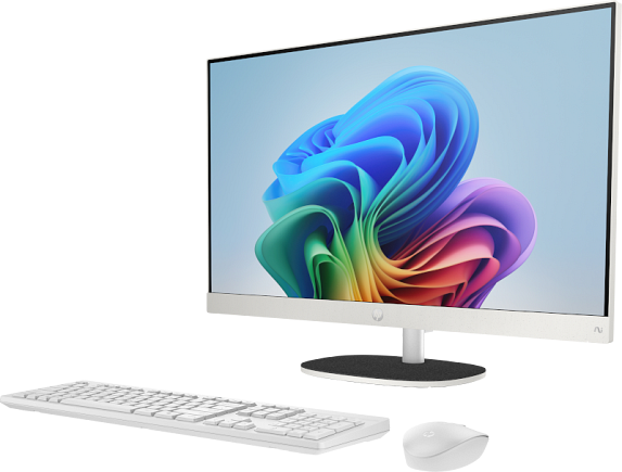 HP - Essential All-in-One Computer 23.8" FHD AMD Ryzen AI 5, 16 GB;512 GB SSD - Shell White