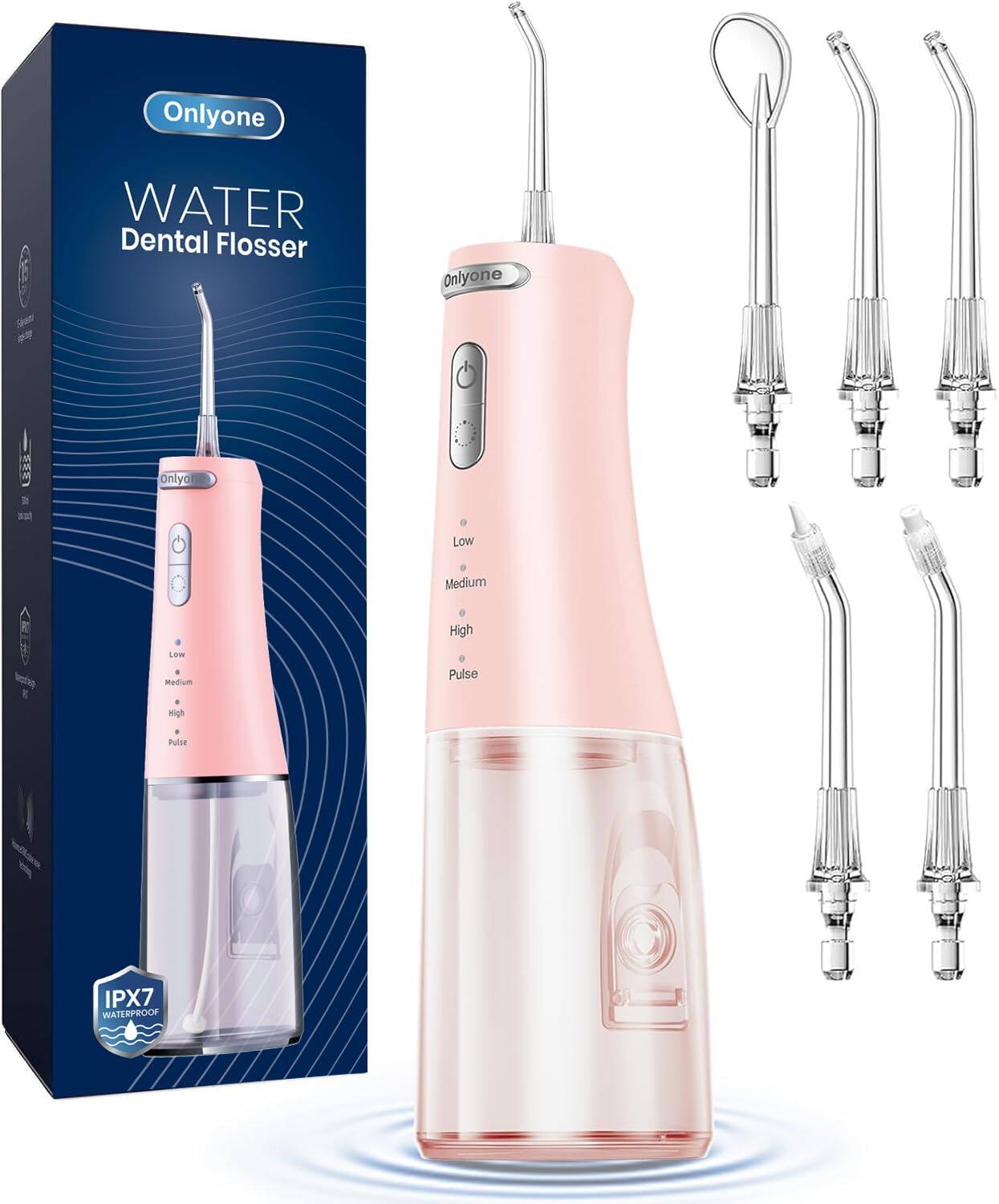 Onlyone WATER Dental Flosser  
Onlyone  
3a  
Low Medium High Low Medium High Pulse High Pulse  
IPX7 WATERPROOF