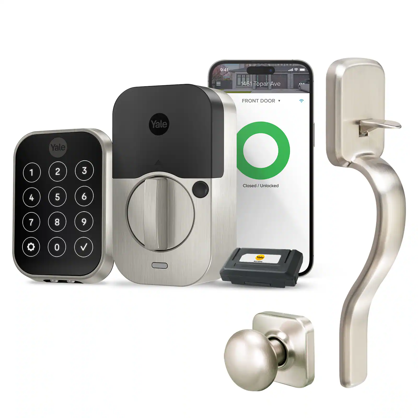 Yale - Assure Lock 2 - Smart Lock Keyless Wi-Fi Deadbolt with Touchscreen Keypad Access - Ridgefield Handle - Satin Nickel