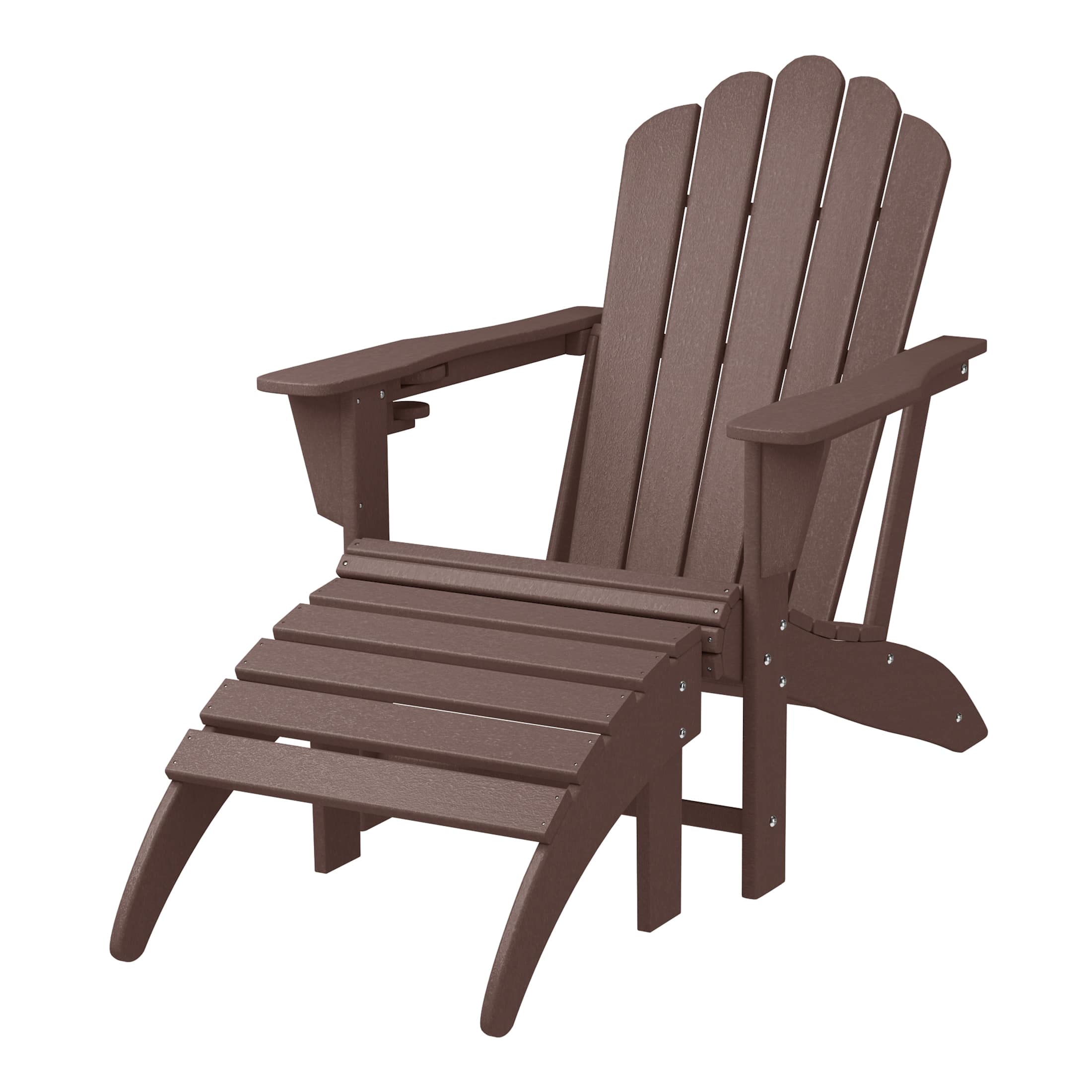 WestinTrends - Highland 2-Piece Outdoor Patio HDPE Adirondack Chair With Ottoman and Cup Holder Set - Dark Brown price history on PriceWatchPro