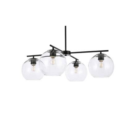 Front. Living District - Opus 4 lights black pendant - Black And Clear.