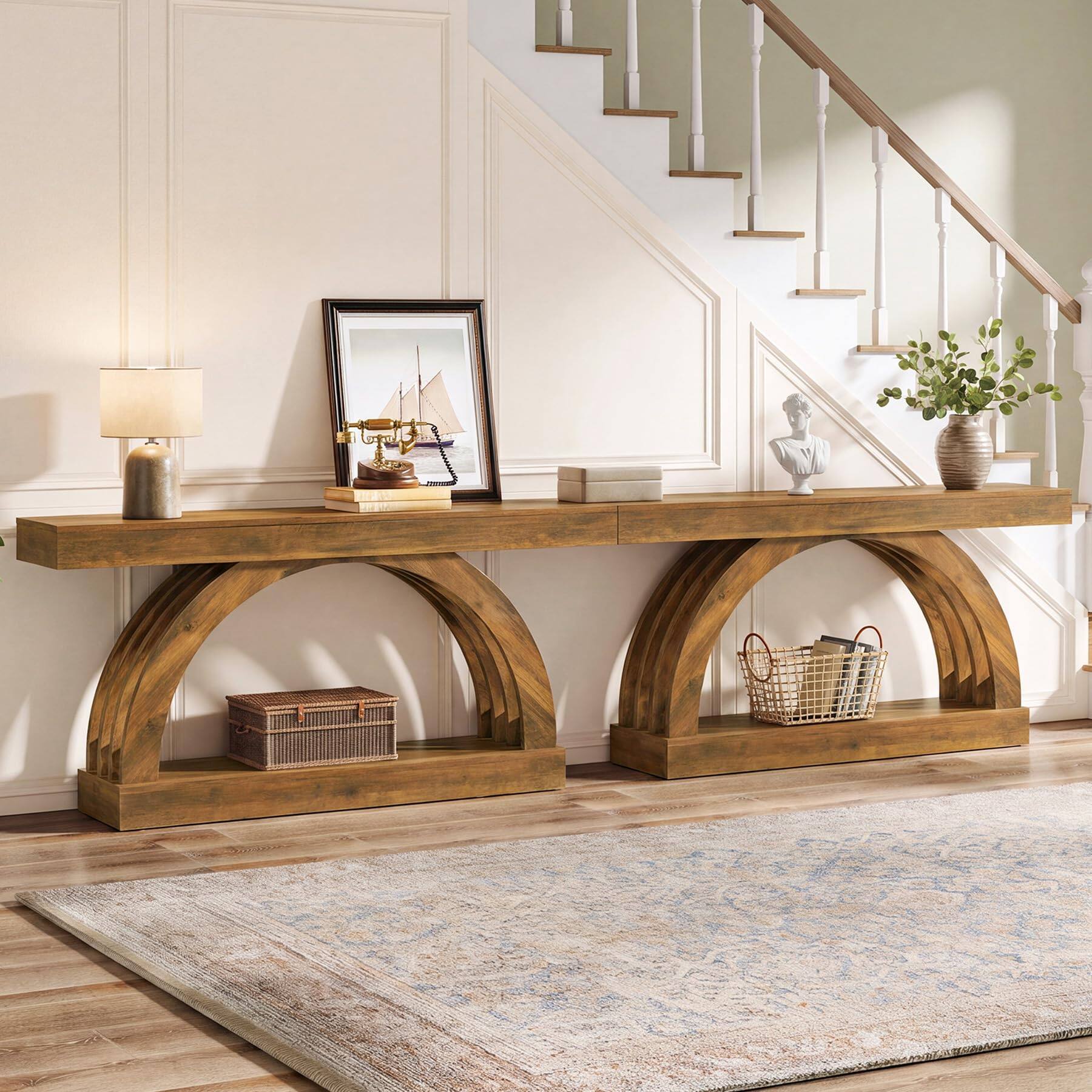 Alt View 4. Tribesigns - 63-Inch Entryway Table - Dark Brown.