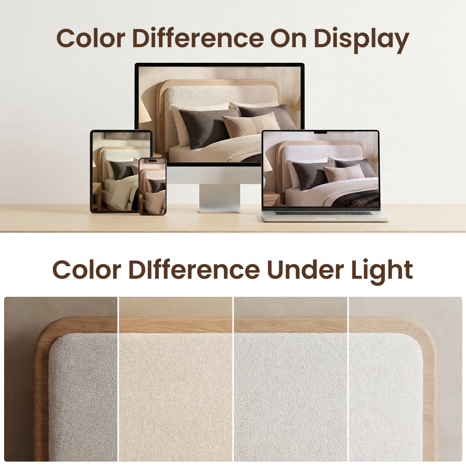 Color Difference On Display  
Color Difference Under Light