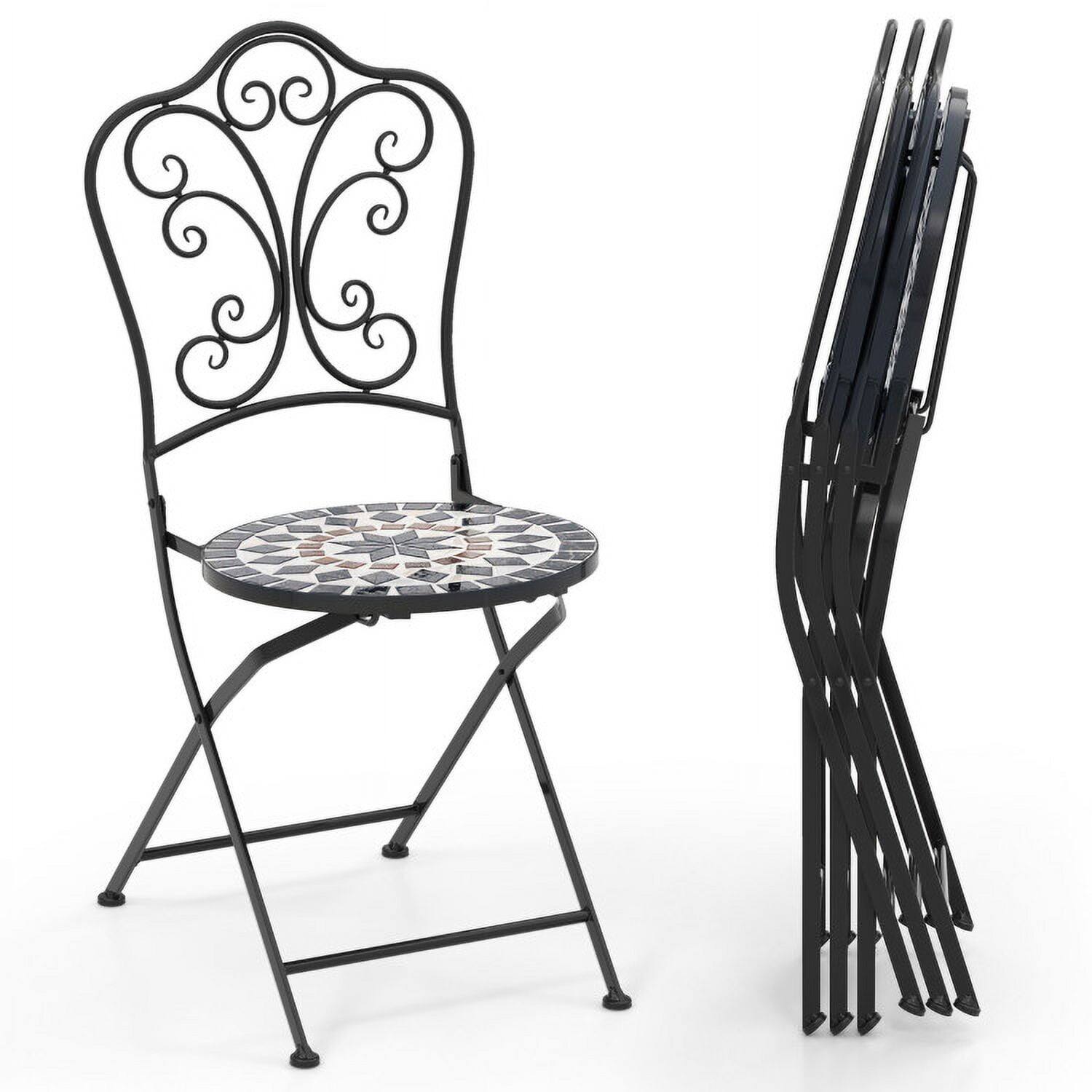 Left. Kadyn - Set of 2/4/6 Outdoor Folding Chairs with Breathable Seat-Set of 6, Outdoor Dining Chair for Outside Patio-Black - Black.