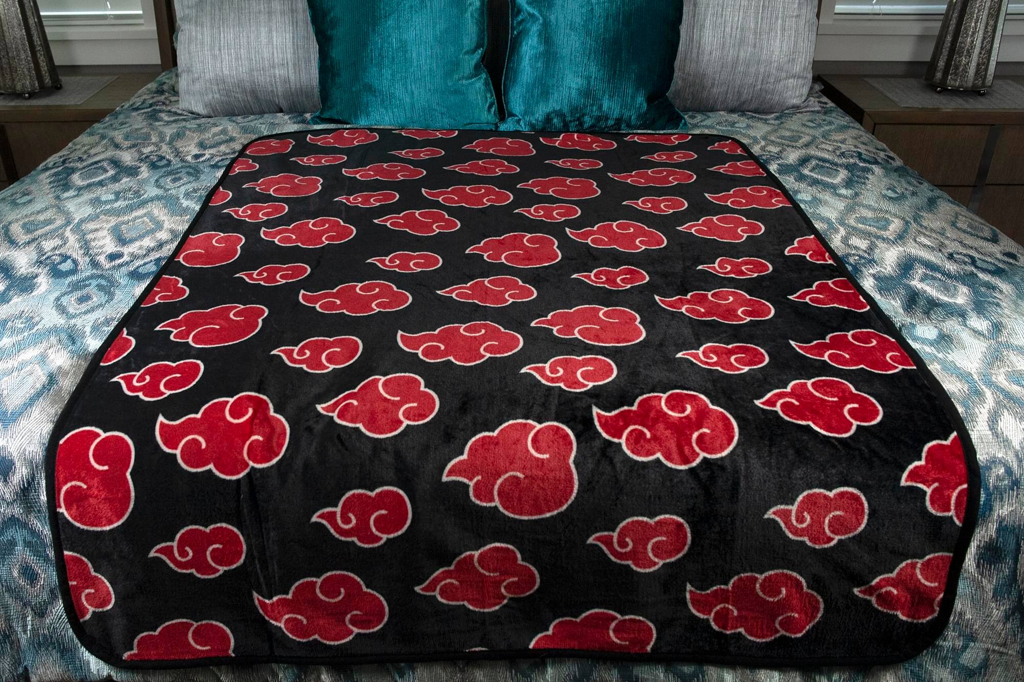 Alt View 3. Just Funky - Naruto: Shippuden Akatsuki Red Cloud Anime Throw Blanket | 60 x 45 Inches - Red.