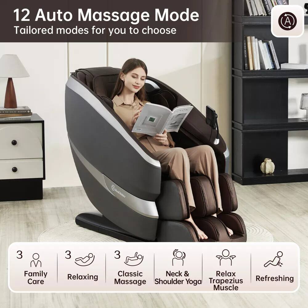 12 Auto Massage Mode  
Tailored modes for you to choose  

3 Family Care  
3 Relaxing  
3 Classic Massage  
3 Neck & Shoulder Yoga  
3 Relax Trapezius Muscle  
3 Refreshing