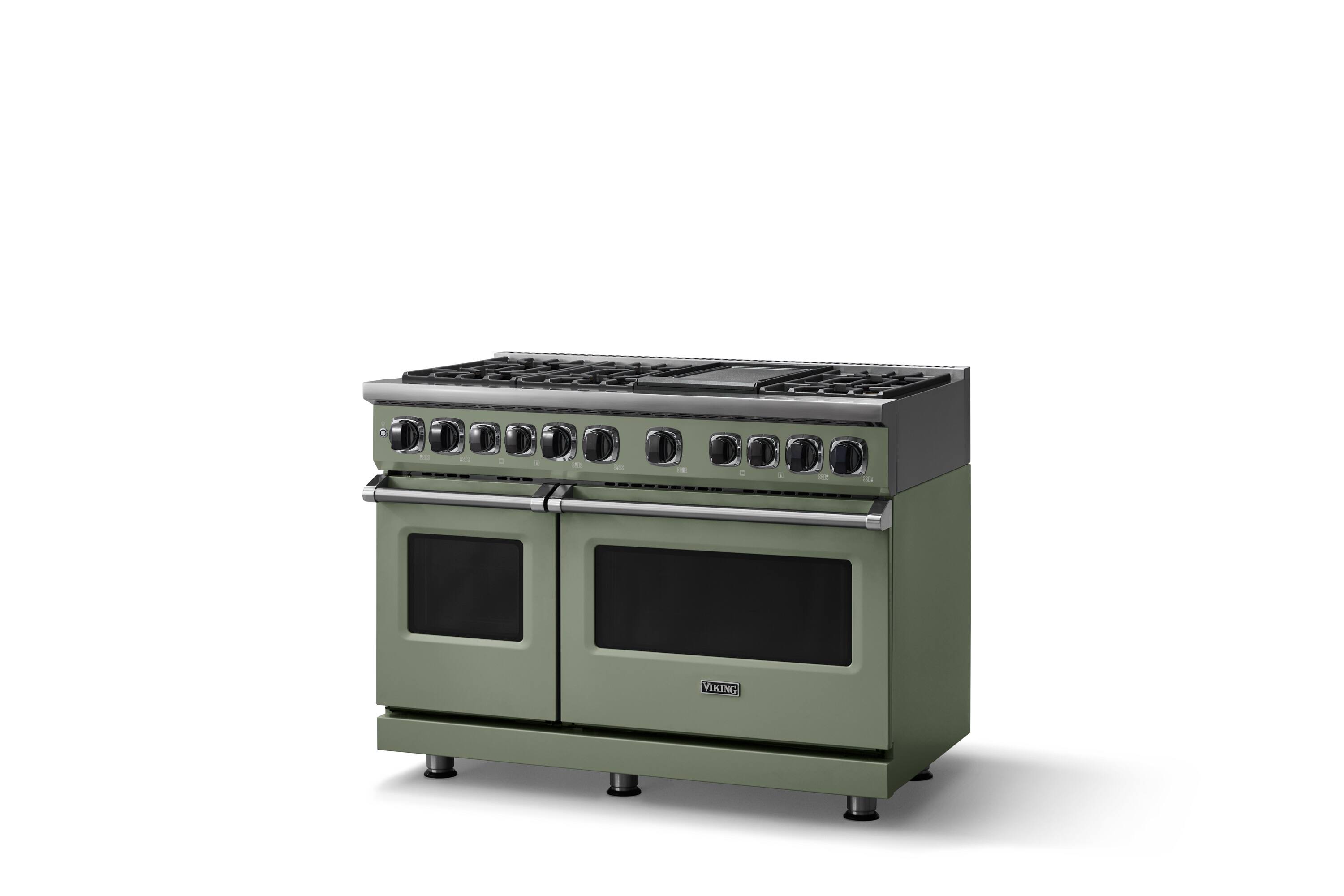 Angle. Viking - 48"W. 7.3 Cu. Ft. 7Series Self-Clean LP Dual Fuel 8 Burner Range/Griddle-Eucalyptus - Eucalyptus.