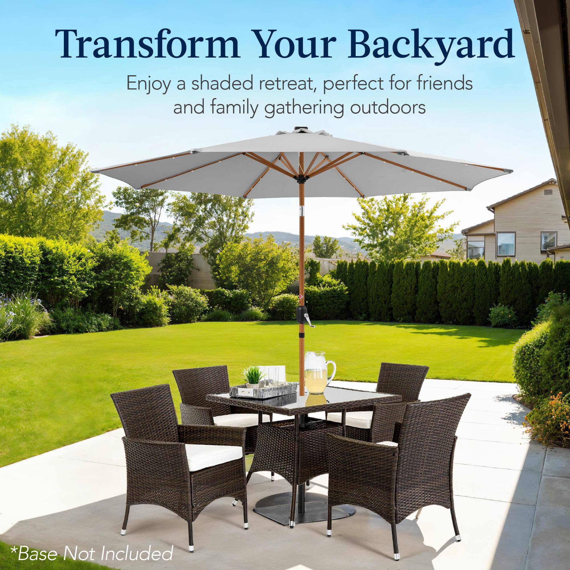 Transform Your Backyard

Enjoy a shaded retreat, perfect for friends and family gatherings outdoors.

*Base Not Included