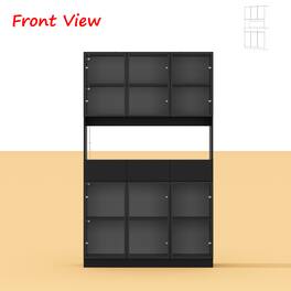 FUFU & GAGA - FUFU&GAGA Glass - Door Display Cabinet Press-Open Design Curio Cbinet 3 - Color Lighting for Multi - Scene Elegance - Black