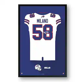 Sporticulture - Matt Milano Buffalo Bills 27" x 39" Away Jersey Framed Art Print - White