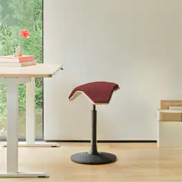 Branch Furniture - Branch Saddle Stool Plus – Ergonomic Rolling Stool with Birch Frame & Eco-Friendly Fabric - Brick / Wood