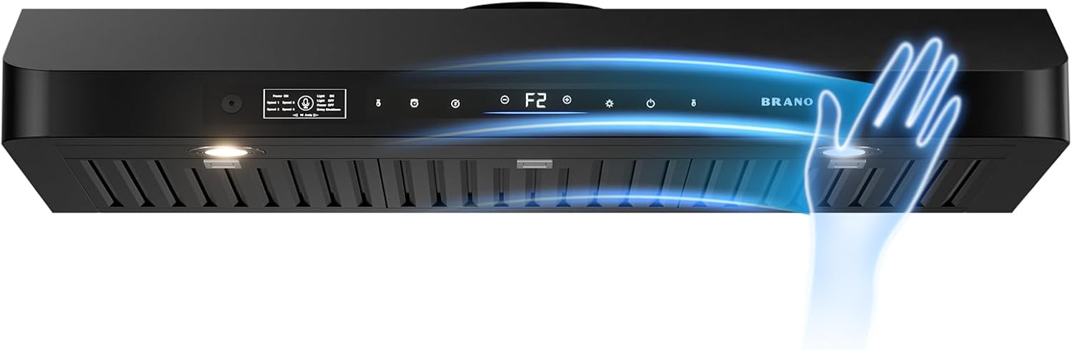 Front. Chery Life - 36 in. 900 CFM Black Under Cabinet Touch Control Stainless Steel Ducted Kitchen Range Hood with 4 Speed Exhaust Fan - Black.