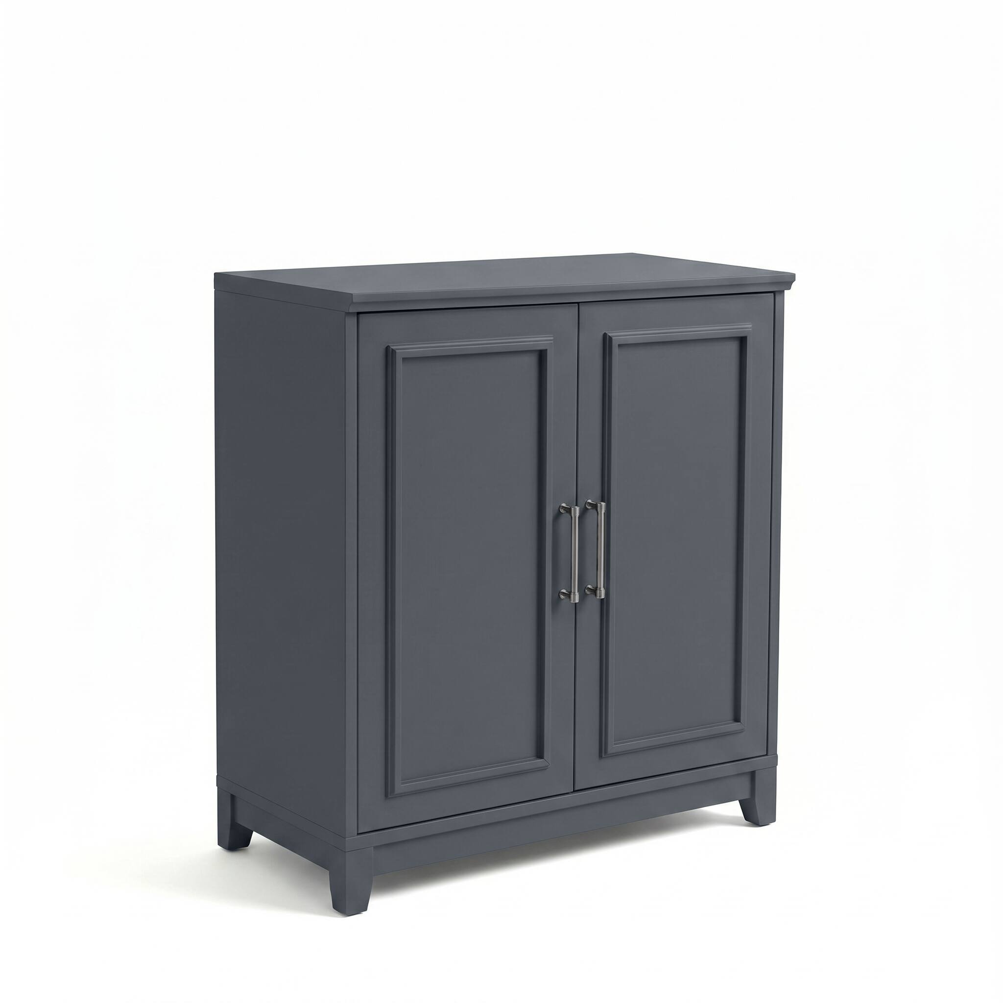 Alt View 1. Martha Stewart - Lily Pond Modular Storage Cabinet with Adjustable Shelf, Soft-Close Doors, Premium Hardware, Solid Wood Frame and Legs - Slate Blue Frame/Gunmetal Hardware.