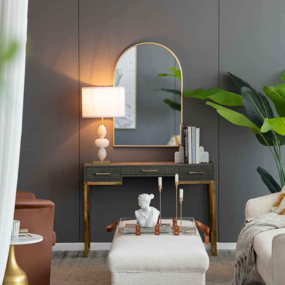 Alt View 2. Luckbyte - 14x26.3 Inch White Gold Three Tiered Round Table Lamp With Drum Shade Assembly Required.