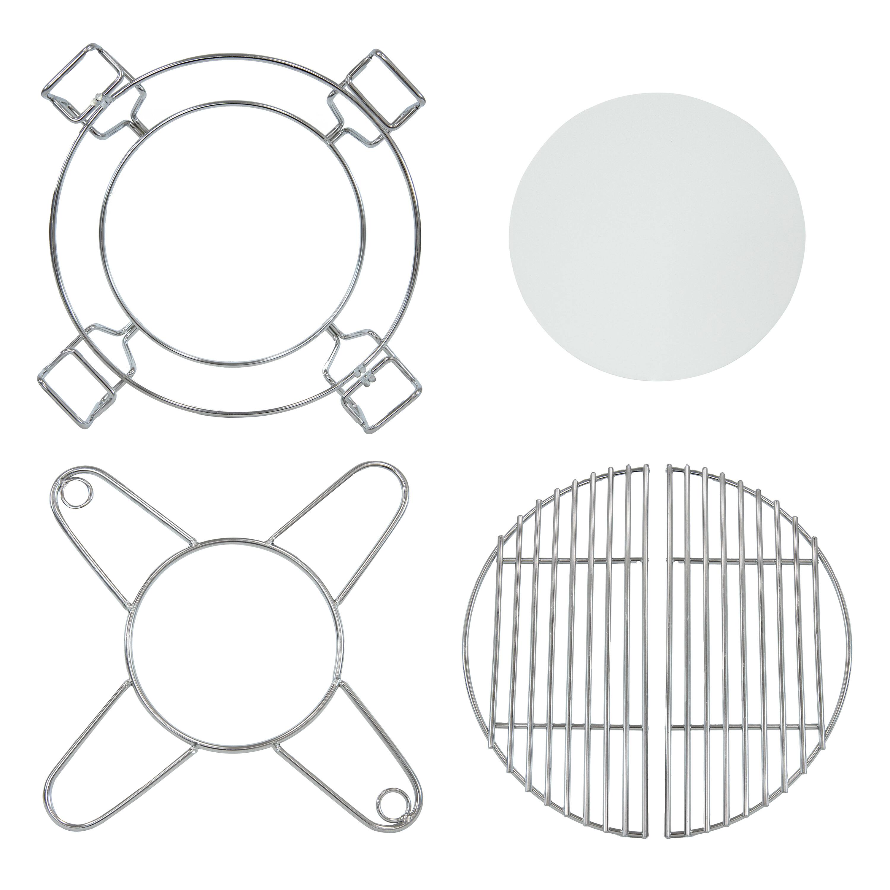 Alt View 8. Sunnydaze - Half Moon Cooking Grate System for 15" Kamado Egg Grill - Silver.