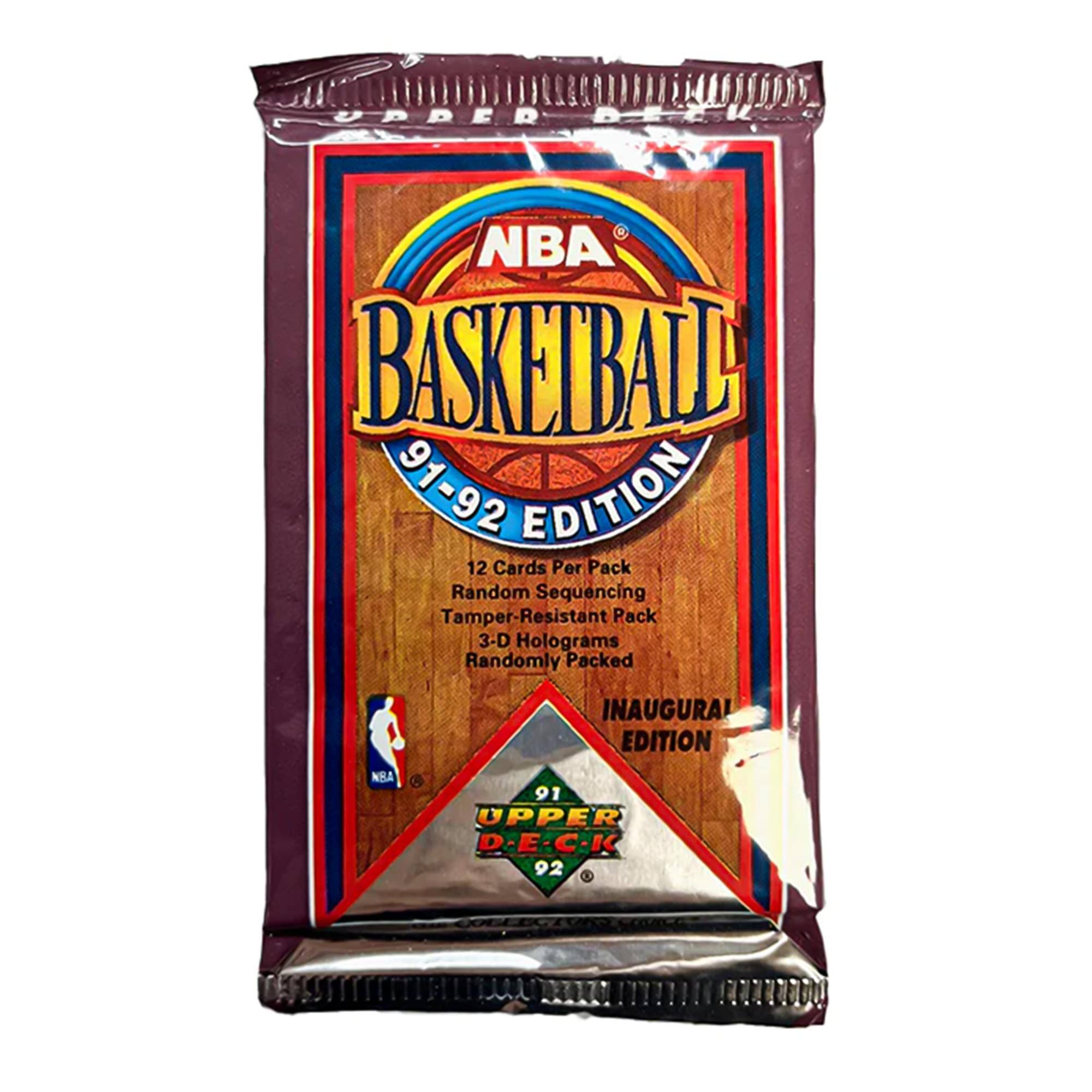 UPPER DECK NBA BASKETBALL 91-92 EDITION 12 Cards Per Pack Random Sequencing Tamper-Resistant Pack 3-D Holograms Randomly Packed INAUGURAL EDITION NBA 91 UPPER DECK 92